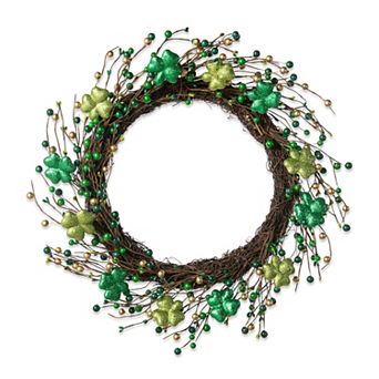 Glitzhome 20"D Handcrafted St.Patrick's Shamrock Berry Wreath