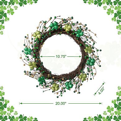 Glitzhome 20"D Handcrafted St.Patrick's Shamrock Berry Wreath