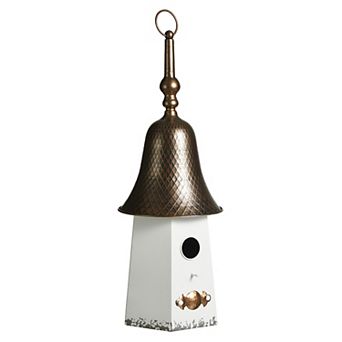 Glitzhome 24"H Metal Retro Bell Roof Decorative Outdoor Garden Birdhouse