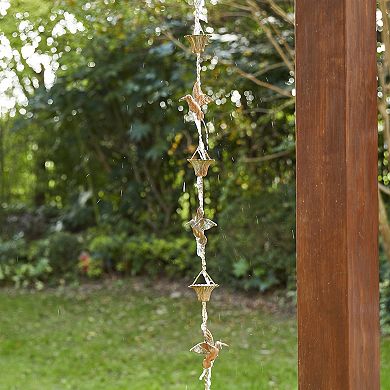 Glitzhome 8.5ft 15-Piece Patina Finish Bird and Cup Shaped Rain Chain
