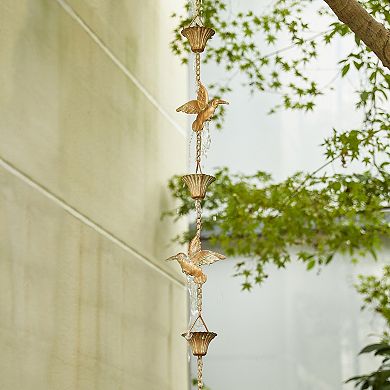 Glitzhome 8.5ft 15-Piece Patina Finish Bird and Cup Shaped Rain Chain