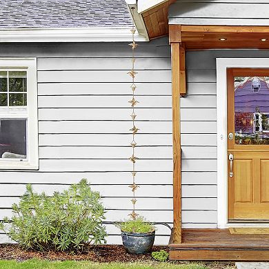 Glitzhome 8.5ft 15-Piece Patina Finish Bird and Cup Shaped Rain Chain
