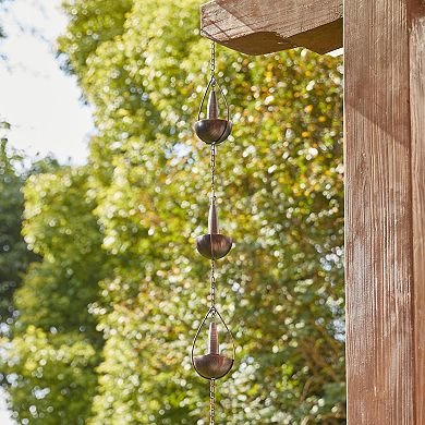 Glitzhome 8.5ft 10-Piece Faux Copper Bowl and Bell Shaped Rain Chain