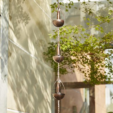 Glitzhome 8.5ft 10-Piece Faux Copper Bowl and Bell Shaped Rain Chain