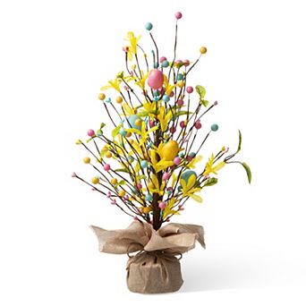 Glitzhome 18"H Easter Egg Table Tree Décor with a Vibrant Burst of Color