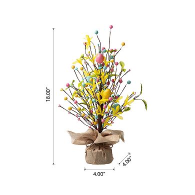 Glitzhome 18"H Easter Egg Table Tree Décor with a Vibrant Burst of Color