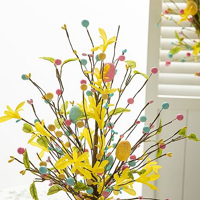 Glitzhome 18"H Easter Egg Table Tree Décor with a Vibrant Burst of Color
