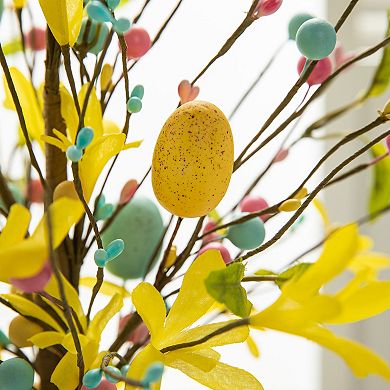 Glitzhome 18"H Easter Egg Table Tree Décor with a Vibrant Burst of Color