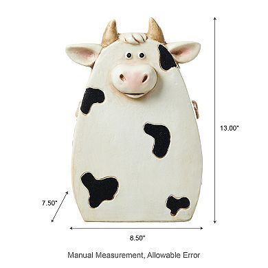Glitzhome 13"H High-quality MGO Cute Cow Statue Planter