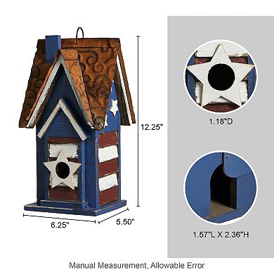 Glitzhome 12.25"H Solid Wood Villa Decorative Outdoor Garden Birdhouse