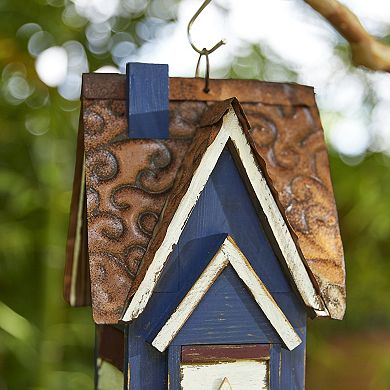 Glitzhome 12.25"H Solid Wood Villa Decorative Outdoor Garden Birdhouse