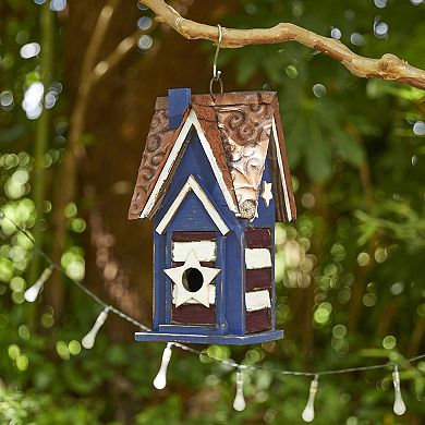 Glitzhome 12.25"H Solid Wood Villa Decorative Outdoor Garden Birdhouse
