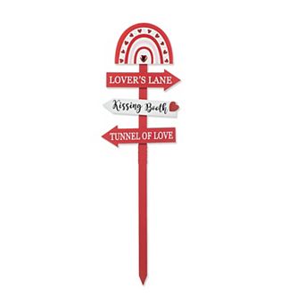 Glitzhome 41.75"H Valentine's Wooden Rainbow Word Yard Stake