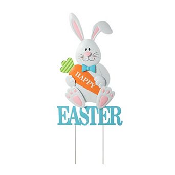 Glitzhome 30"H Endearing Eye-catching Easter Metal Bunny Yard Stake