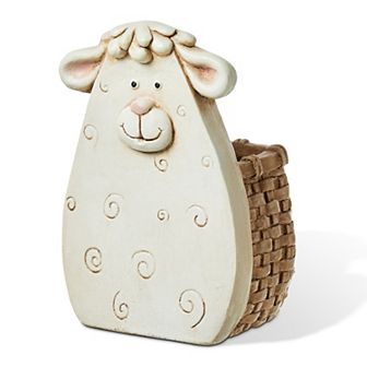 Glitzhome 12.5'H Weather-resistant MGO Cute Sheep Statue Planter