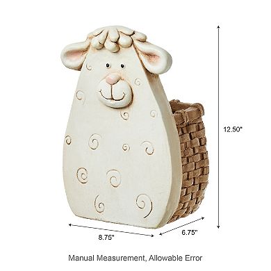 Glitzhome 12.5'H Weather-resistant MGO Cute Sheep Statue Planter