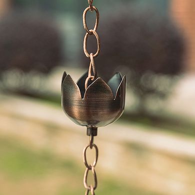 Glitzhome 8.5ft 15-Piece Faux Copper Lotus Shaped Rain Chain