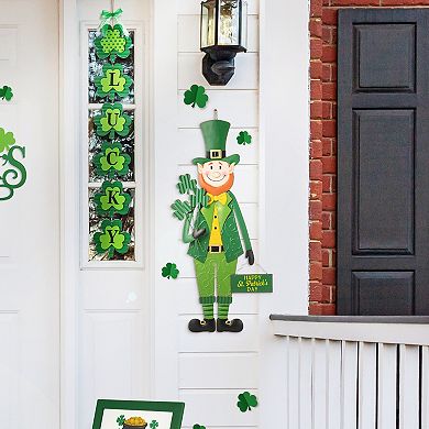 Glitzhome 36"H St. Patrick's Hand Painted Metal Leprechaun yard stake