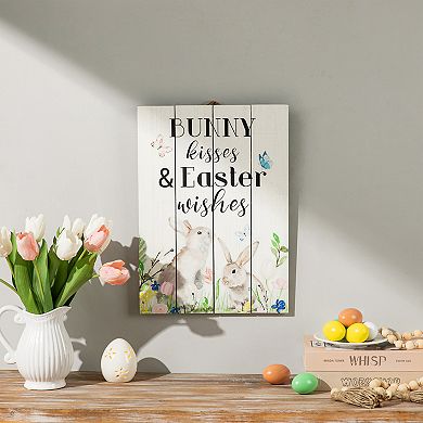 Glitzhome 18"H Creative Easter Wooden Bunny Wall Decor