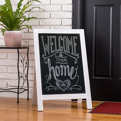Glitzhome 29.75"H Farmhouse Wooden Chalkboard Hanging or Standing Decor