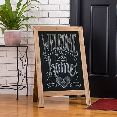 Glitzhome 29.75"H Farmhouse Wooden Chalkboard Hanging or Standing Decor