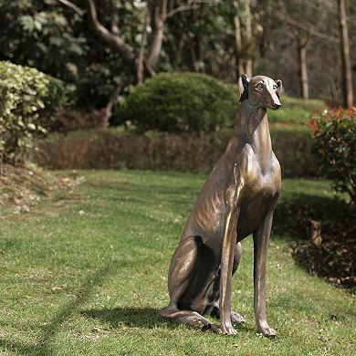Glitzhome 30.25"H MGO Sitting Greyhound Dog Statue