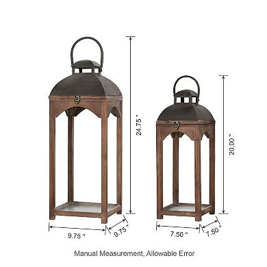 Glitzhome Set of 2 Modern Charming Farmhouse Wooden Lantern