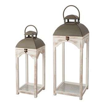 Glitzhome Set of 2 Modern Charming Farmhouse Wooden Lantern