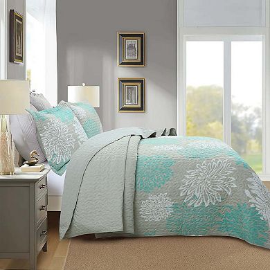 Marcielo 3 Piece Chrysanthemum Pattern Quilt Set Lightweight Bedspread Set