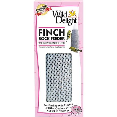 Wild Delight Pink Finch Nyjer Thistle Sock Bird Feeder - 13 Ounce- 12pl