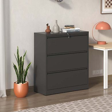 Mondawe Horizontal 3-Drawer Metal Lockable Filing Cabinet Capable Of Storing A4/F4 Size Files