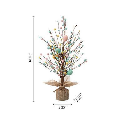 Glitzhome 18"H Easter Artificial Eggs Table Tree