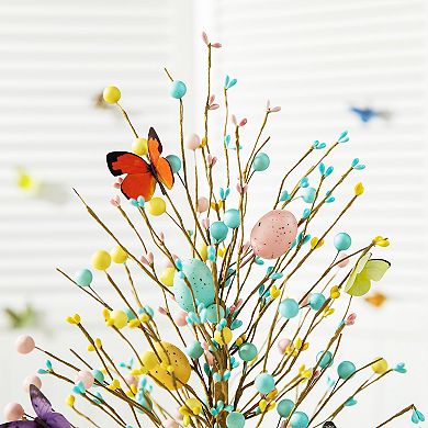 Glitzhome 18"H Easter Artificial Eggs Table Tree