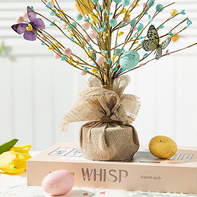Glitzhome 18"H Easter Artificial Eggs Table Tree