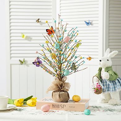 Glitzhome 18"H Easter Artificial Eggs Table Tree