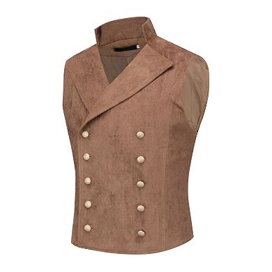 Men's Faux Suede Large Lapel Vintage Double Breasted Suit Vest