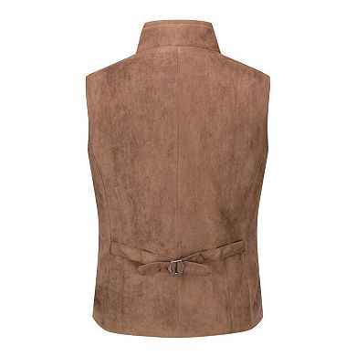 Men's Faux Suede Large Lapel Vintage Double Breasted Suit Vest