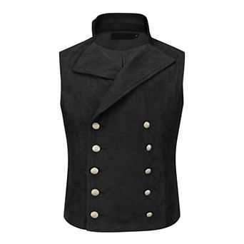 Men's Faux Suede Large Lapel Vintage Double Breasted Suit Vest