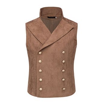 Men's Faux Suede Large Lapel Vintage Double Breasted Suit Vest