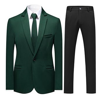 Men's 3 pc Suit Casual 1 Button Tux Blazer Jacket Tie and Pants Suit Set