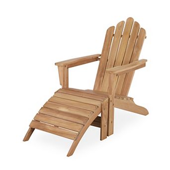 Folding Adirondack Chair All Weather Outdoor Chair with Footstool