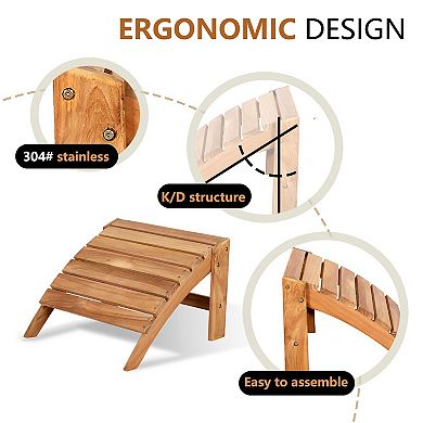 Folding Adirondack Chair All Weather Outdoor Chair with Footstool