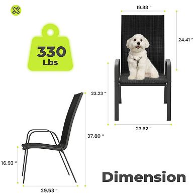 Set of 2 Durable Weather-Resistant Chair with Smooth Handrails and Breathable Quick-Dry Surface