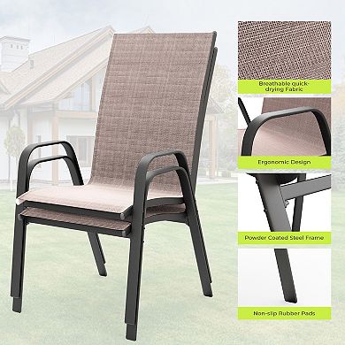 Set of 2 Durable Weather-Resistant Chair with Smooth Handrails and Breathable Quick-Dry Surface