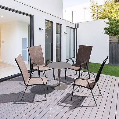 Set of 2 Durable Weather-Resistant Chair with Smooth Handrails and Breathable Quick-Dry Surface