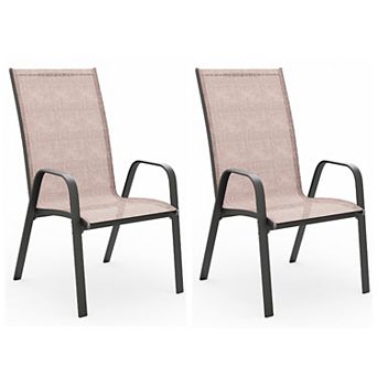 Set of 2 Durable Weather-Resistant Chair with Smooth Handrails and Breathable Quick-Dry Surface