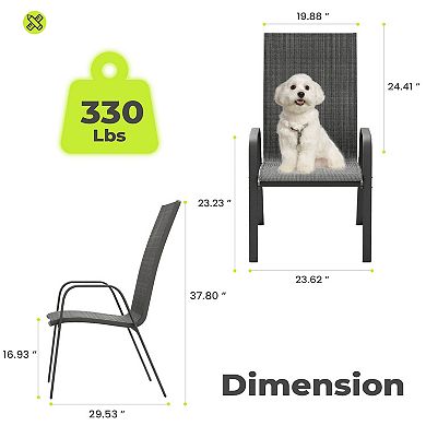 Set of 4 Durable Wide-Seat Weather-Resistant Chairs with Smooth Handrails and Breathable Quick-Dry