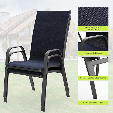 Set of 4 Durable Wide-Seat Weather-Resistant Chairs with Smooth Handrails and Breathable Quick-Dry