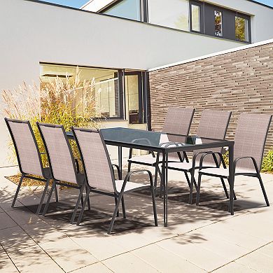 Set of 4 Durable Wide-Seat Weather-Resistant Chairs with Smooth Handrails and Breathable Quick-Dry