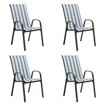Set of 4 Durable Wide-Seat Weather-Resistant Chairs with Smooth Handrails and Breathable Quick-Dry